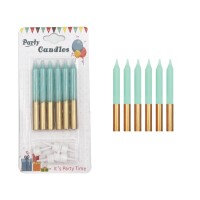 Mum İnce 2 Renkli Yeşil-Gold 8 Cm 6 Parça - 1