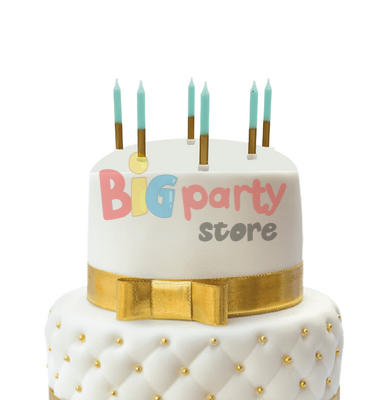 Mum İnce 2 Renkli Yeşil-Gold 8 Cm 6 Parça - 2