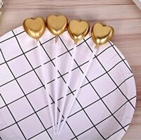Mum Çubuklu Kalpli Set 4 Parça Altın - 2