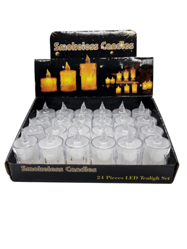 Mum Ledli Tealight Kristal Model 8 Cm 24 Parça - 