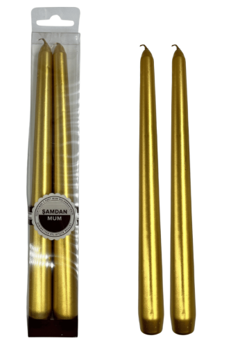 Mum Şamdan Premium 25 Cm 2 Parça Altın - 