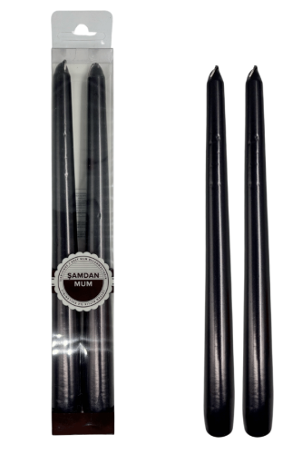 Mum Şamdan Premium 25 Cm 2 Parça Siyah - 