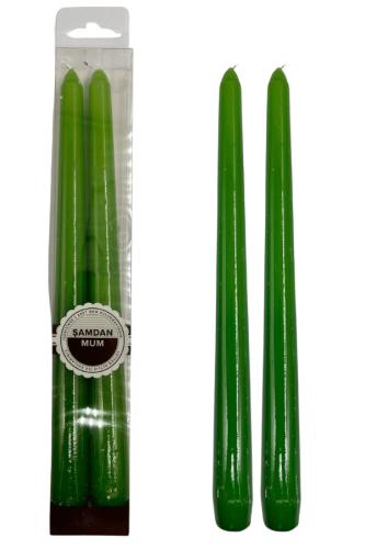 Mum Şamdan Premium 25 Cm 2 Parça Yeşil - 