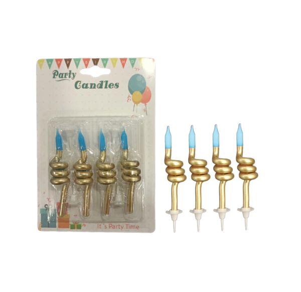 Mum Spiral 4 Parça Set Mavi Gold 8 cm - 