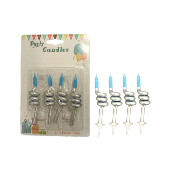 Mum Spiral 4 Parça Set Mavi Gümüş 8 cm - 