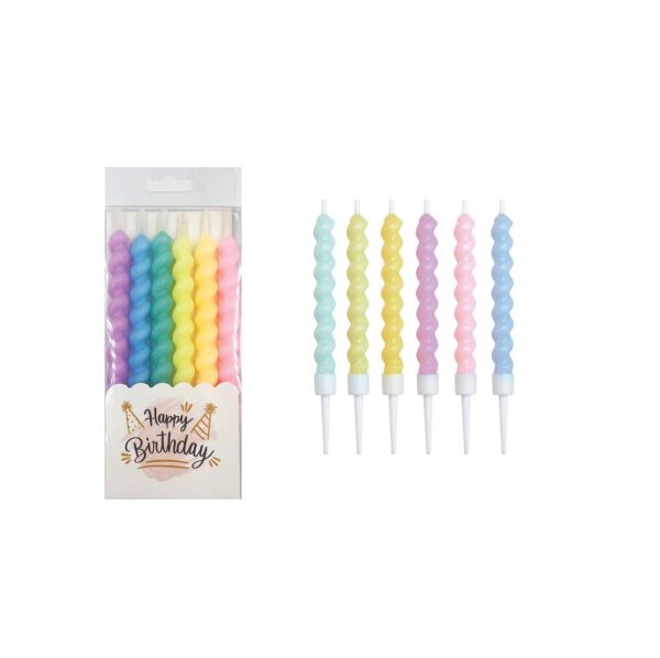 Mum Spiral Makaron Renkli 12 cm 6 Parça - 