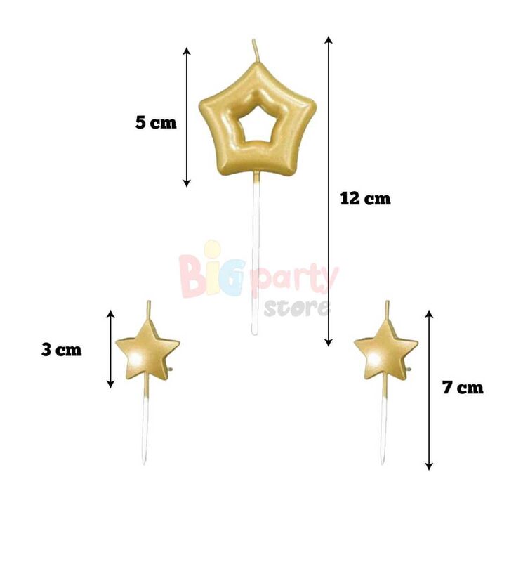 Mum Çubuklu Yıldızlı Set 3 Parça Gold - 2