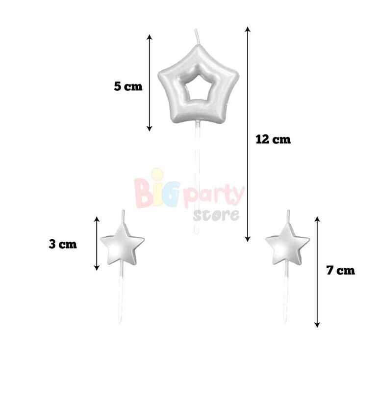 Mum Çubuklu Yıldızlı Set 3 Parça Gümüş - 2