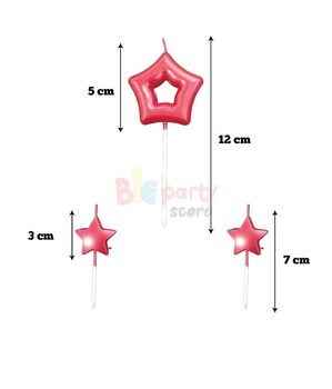 Mum Çubuklu Yıldızlı Set 3 Parça Kırmızı - 2