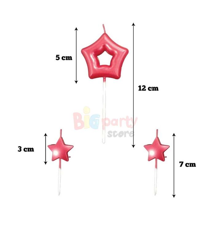 Mum Çubuklu Yıldızlı Set 3 Parça Kırmızı - 2