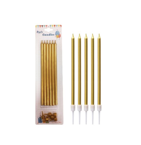Mum İnce Uzun 20 Cm Altın 6 Parça - 