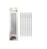 Mum İnce Uzun 20 Cm Gümüş 6 Parça - 1
