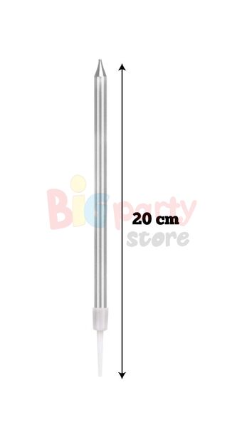 Mum İnce Uzun 20 Cm Gümüş 6 Parça - 2