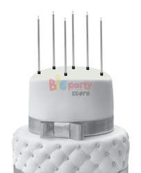 Mum İnce Uzun 20 Cm Gümüş 6 Parça - 3