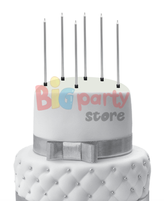 Mum İnce Uzun 20 Cm Gümüş 6 Parça - 3