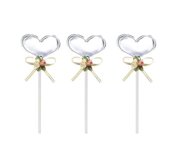 Pasta Dekorasyon Süsü Parlak Kalp Gümüş - 