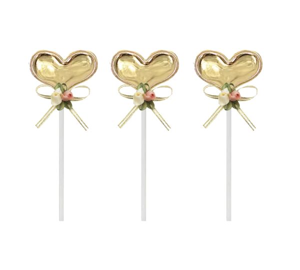 Pasta Dekorasyon Süsü Parlak Kalp Altın - 