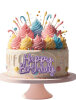 Pasta Önü Dekor Happy Birthday 7.5 x 4 Cm Mor - 1