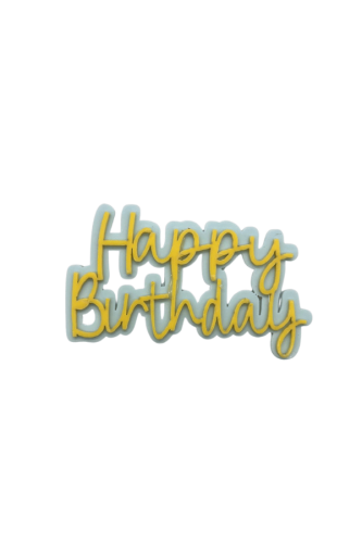Pasta Önü Dekor Happy Birthday 7.5 x 4 Cm Sarı - 2