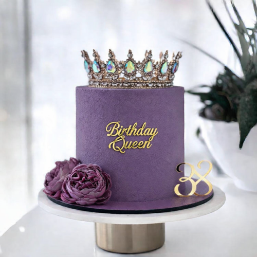 Pasta Önü Plexi Dekor Yazı Birthday Queen Altın - 2