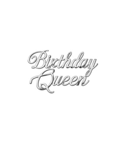 Pasta Önü Plexi Dekor Yazı Birthday Queen Gümüş - 