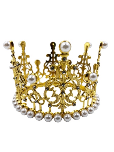 Pasta Tacı Metal İncili 12 Cm Altın - 