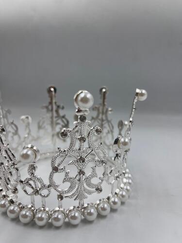 Pasta Tacı Metal İncili 11 Cm Gümüş - 2