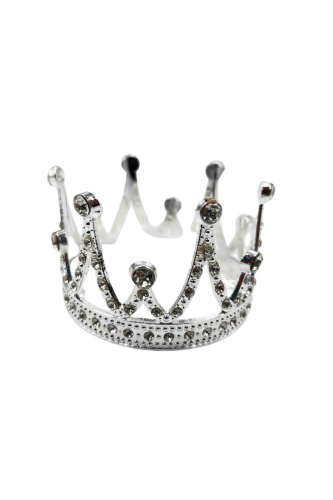 Pasta Tacı Metal Taşlı 7 Cm Gümüş - 