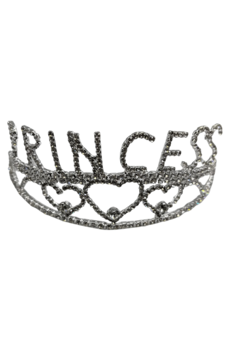 Pasta Tacı Metal Taşlı Lüks 14 Cm Princess Gümüş - 1