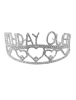 Pasta Tacı Metal Taşlı Lüks 14 Cm Birthday Quenn Gümüş - 1