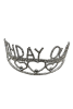 Pasta Tacı Metal Taşlı Lüks 14 Cm Birthday Quenn Gümüş - 2