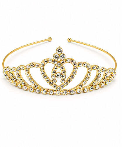 Pasta Tacı Metal Taşlı Prenses Yarım Tur altın - 