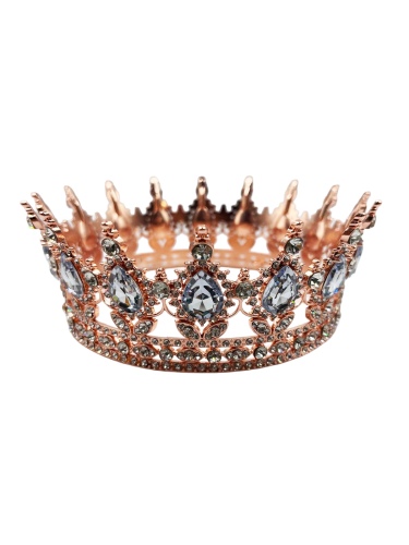 Pasta Tacı Metal Taşlı Tam Tur 12 Cm Lüks Rose Gold - 