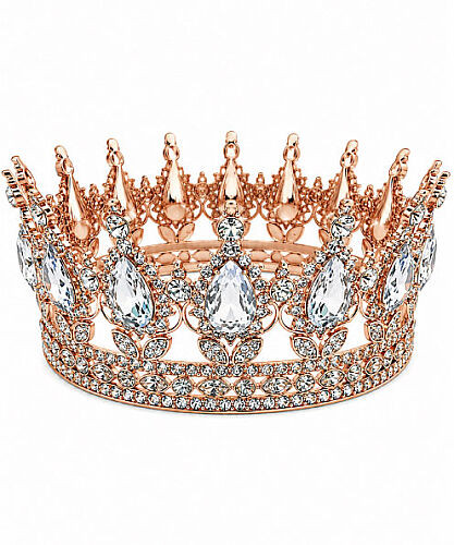 Pasta Tacı Metal Taşlı Tam Tur 12 Cm Lüks Rose Gold - 