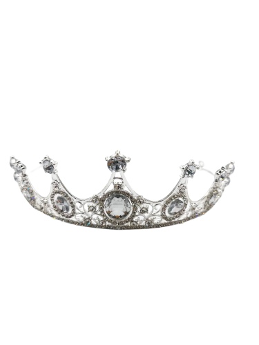 Pasta Tacı Metal Taşlı Yarım Tur Lüks Gümüş - 