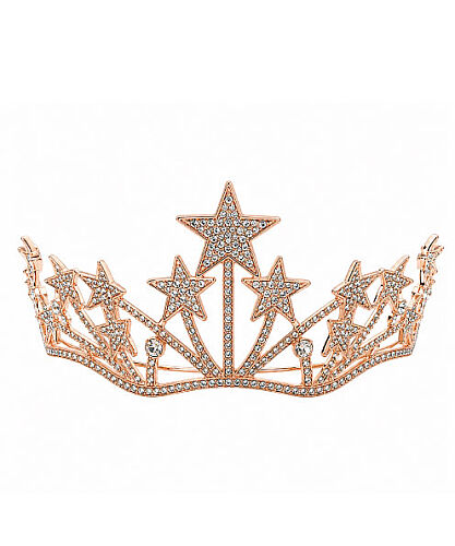 Pasta Tacı Metal Taşlı Yıldızlı Yarım Tur Lüks Rose Gold - 