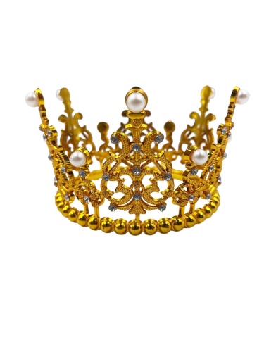 Pasta Tacı Plastik İncili 11 Cm Altın - 