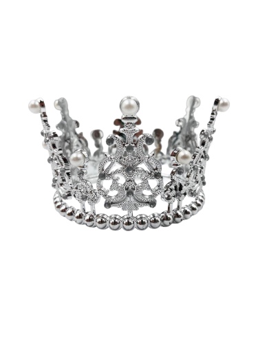 Pasta Tacı Plastik İncili 11 Cm Gümüş - 