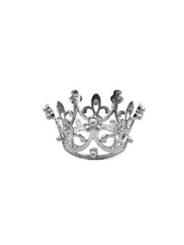 Pasta Tacı Plastik İncili 6 Cm Gümüş - 