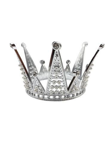 Pasta Tacı Plastik İncili Üçgen Kesim 11 Cm Gümüş - 