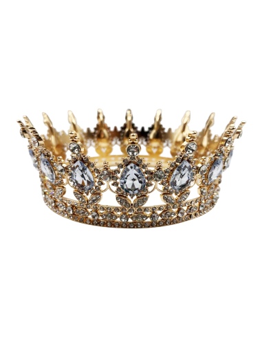 Pasta Tacı Metal Taşlı Tam Tur 12 Cm Lüks Altın - 