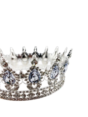 Pasta Tacı Plastik Taşlı Tam Tur 12 Cm Gümüş - 2