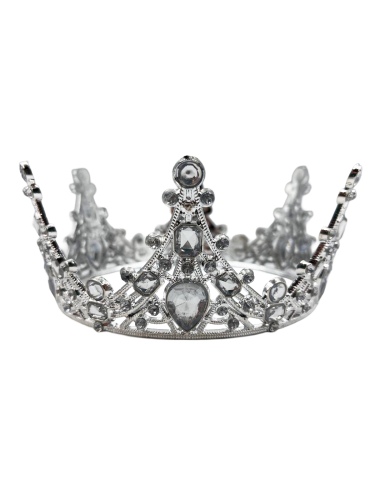 Pasta Tacı Plastik Taşlı Tam Tur 12 Cm Gümüş - 