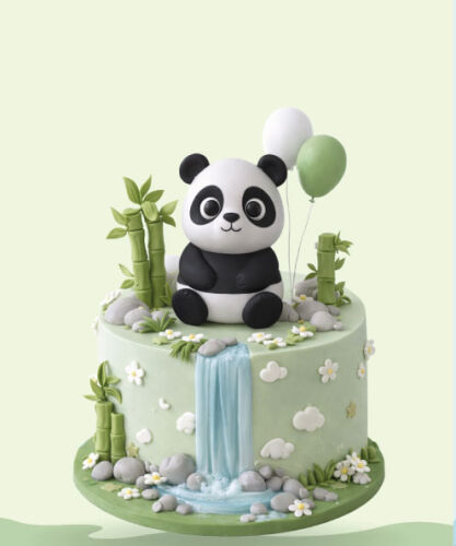 Pasta Üstü 3D Tasarım Ürünler Panda Model 9 Parça - 