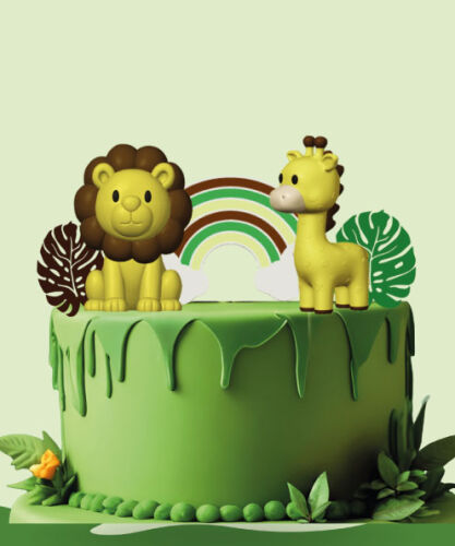 Pasta Üstü 3D Tasarım Ürünler Safari Model 5 Parça - 