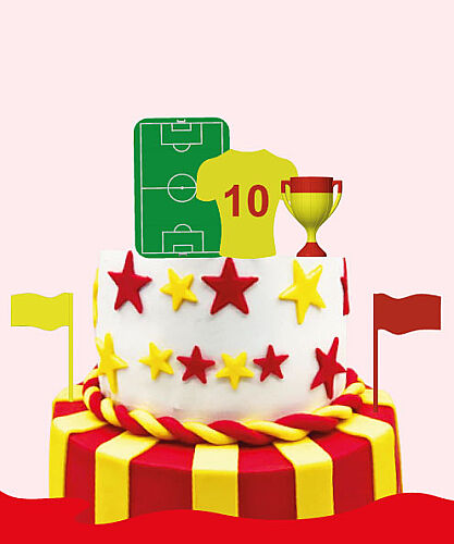 Pasta Üstü 3D Tasarım Ürünler Sarı Kırmızı Taraftar Model 5 Parça - 