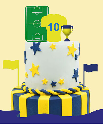 Pasta Üstü 3D Tasarım Ürünler Sarı Lacivert Taraftar Model 5 Parça - 