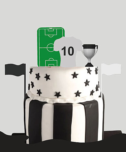 Pasta Üstü 3D Tasarım Ürünler Siyah Beyaz Taraftar Model 5 Parça - 