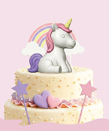 Pasta Üstü 3D Tasarım Ürünler Unicorn Model 6 Parça - 