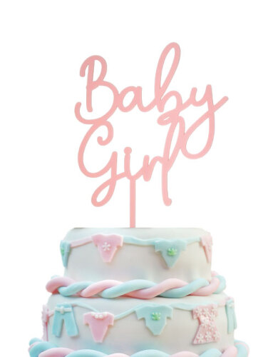Pasta Üstü Akrilik Çubuklu Baby Girl Pembe - 